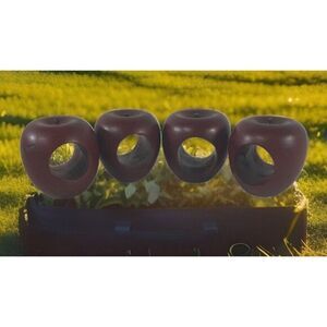 Apple Wood Red Napkin Rings Lot of 4 Farmhouse Country Cottagecore 2.25"H Vtg